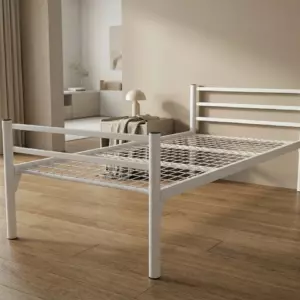 Серая кровать металлическая К-С 80x190